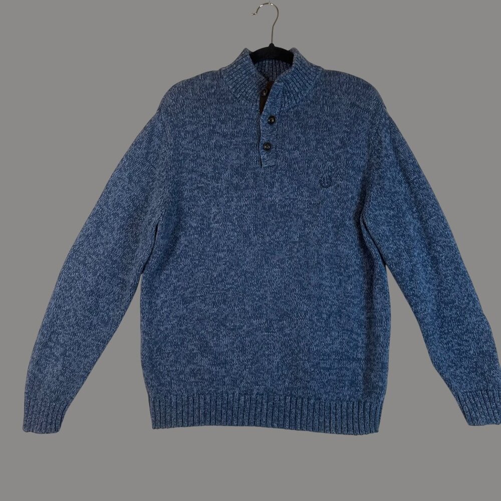 Chaps Mens Blue Sweater w/ Elbow Patches Size L Streetwear Functional Simple